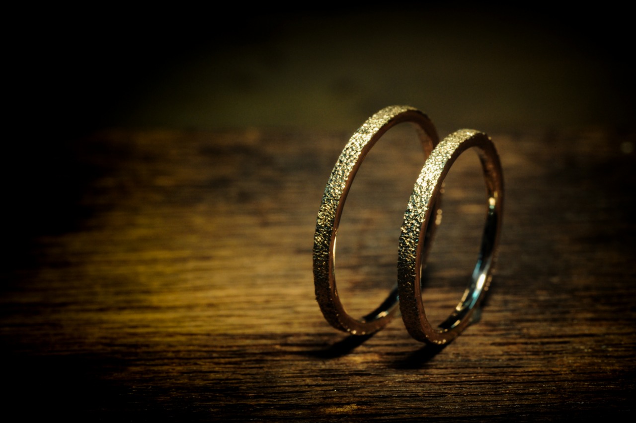 ダイヤモンドポイントテクスチャーK18結婚指輪
