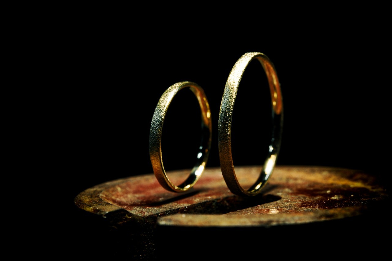 ピンテクスチャー結婚指輪「K18イエローゴールド」