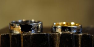 帯広手作りK18プラチナ打ち目結婚指輪